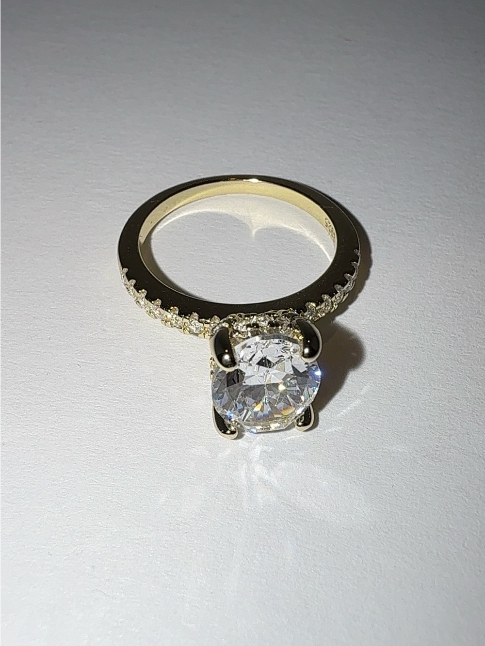 925 Sterling Silver 14Gold Plated Solitaire Halo Engagement CZ Ring -Jewelry-7